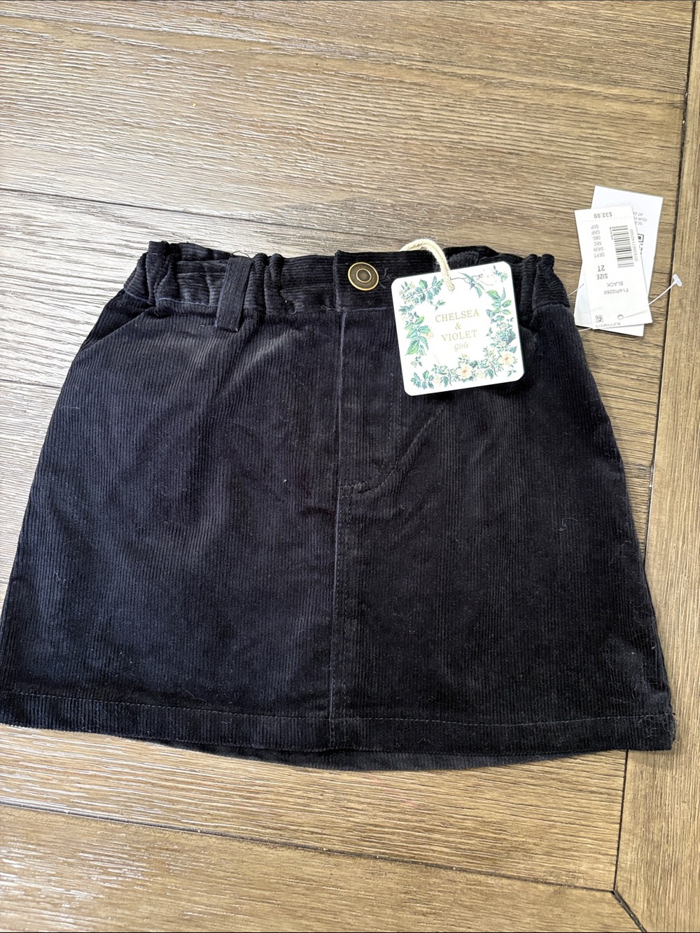 NWT Chelsea & Violet Black Corduroy A-Line Mini Skirt
